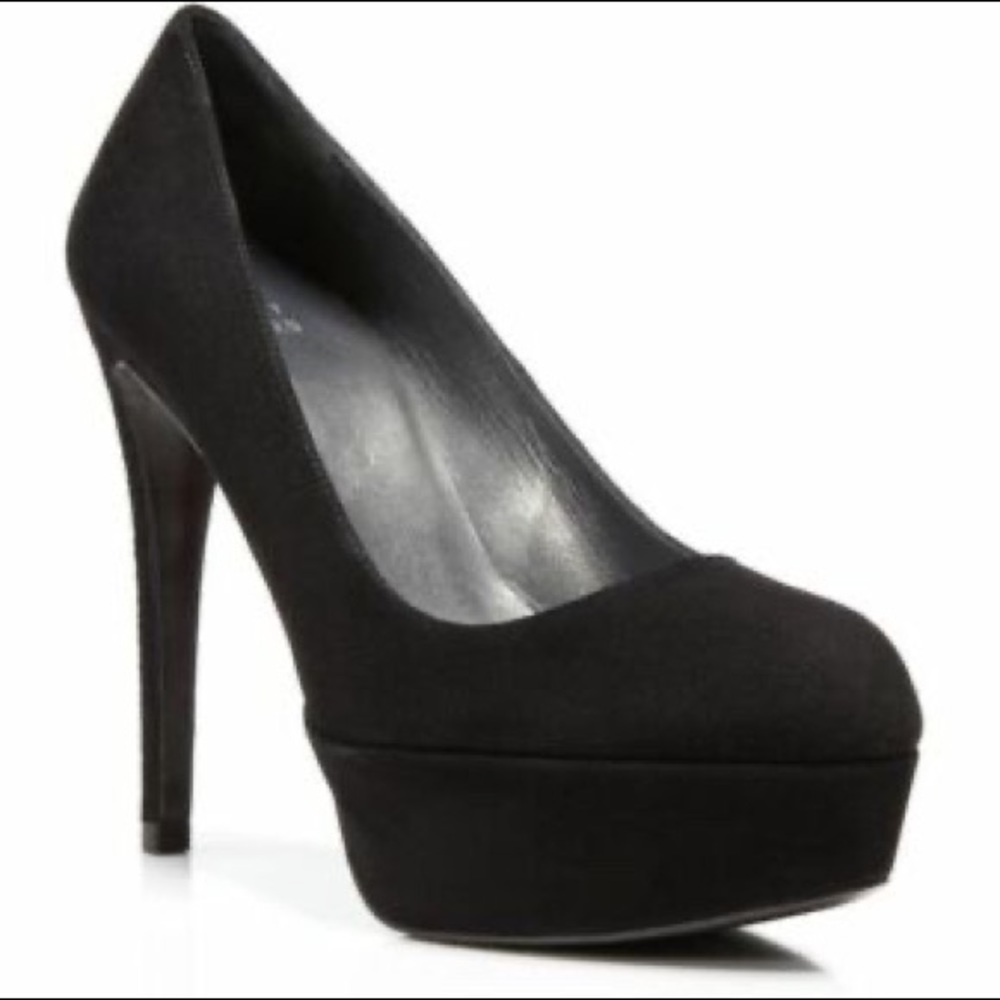 Stuart Weitzman Mae Black Suede Platform Heel 8.5